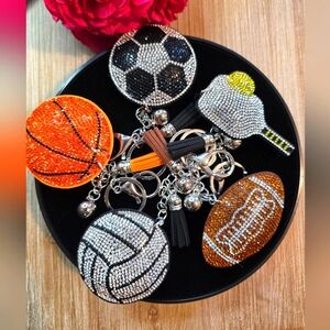 Sports Bling Rhinestone Keychain Set – Sparkly Bag Charms